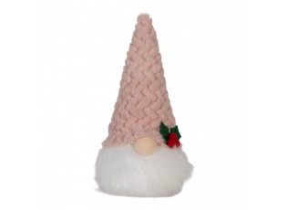 Christmas Decoration With LED Lighting Gnome LED 10x10x25 Cm / 3xAA Pink White Synthetic - 10.0 cm