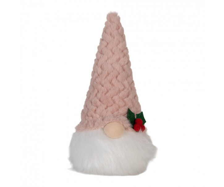 Christmas Decoration With LED Lighting Gnome LED 10x10x25 Cm / 3xAA Pink White Synthetic - 10.0 cm Clayre & Eef