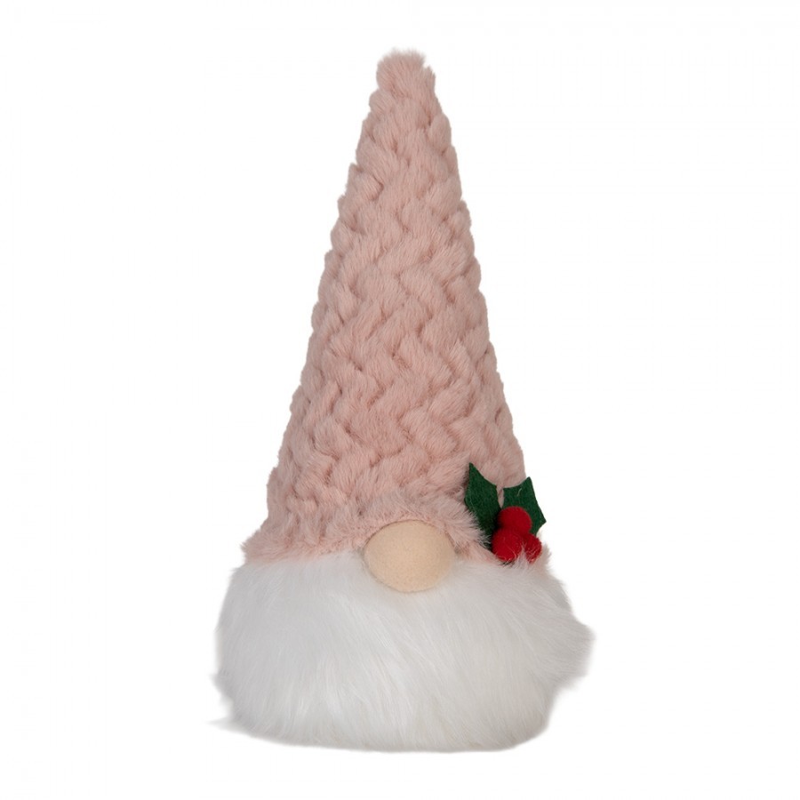 Christmas Decoration With LED Lighting Gnome LED 10x10x25 Cm / 3xAA Pink White Synthetic - 10.0 cm