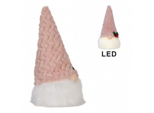 Christmas Decoration With LED Lighting Gnome LED 10x10x25 Cm / 3xAA Pink White Synthetic - 10.0 cm