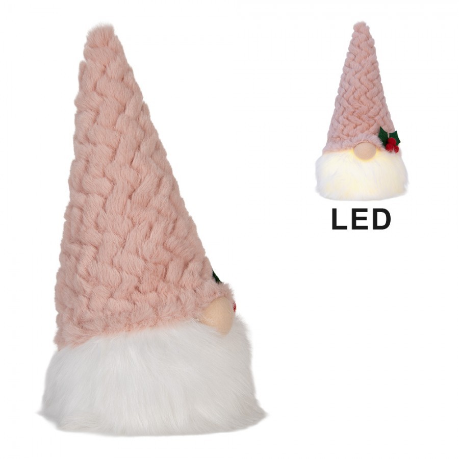 Christmas Decoration With LED Lighting Gnome LED 10x10x25 Cm / 3xAA Pink White Synthetic - 10.0 cm