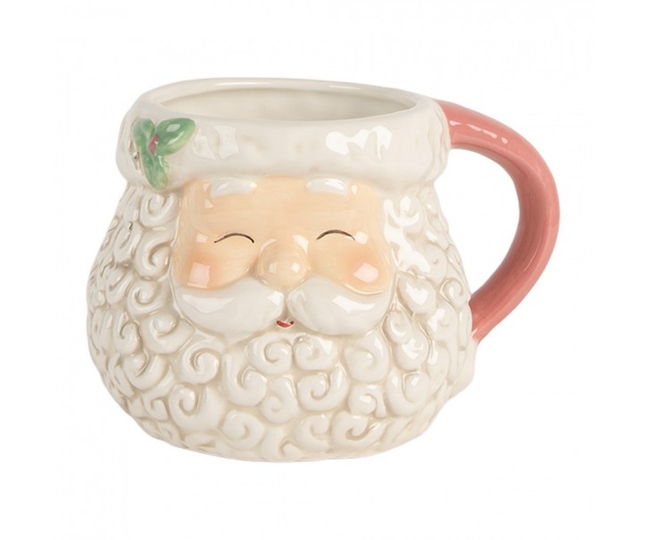 Keramický hrnek Santa Claus s růžovým ouškem - 16*11*10 cm / 550 ml Clayre & Eef