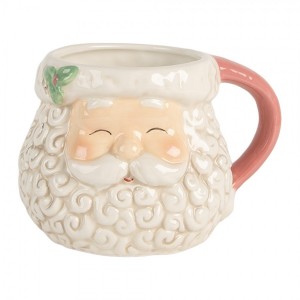 Keramický hrnek Santa Claus s růžovým ouškem - 16*11*10 cm / 550 ml