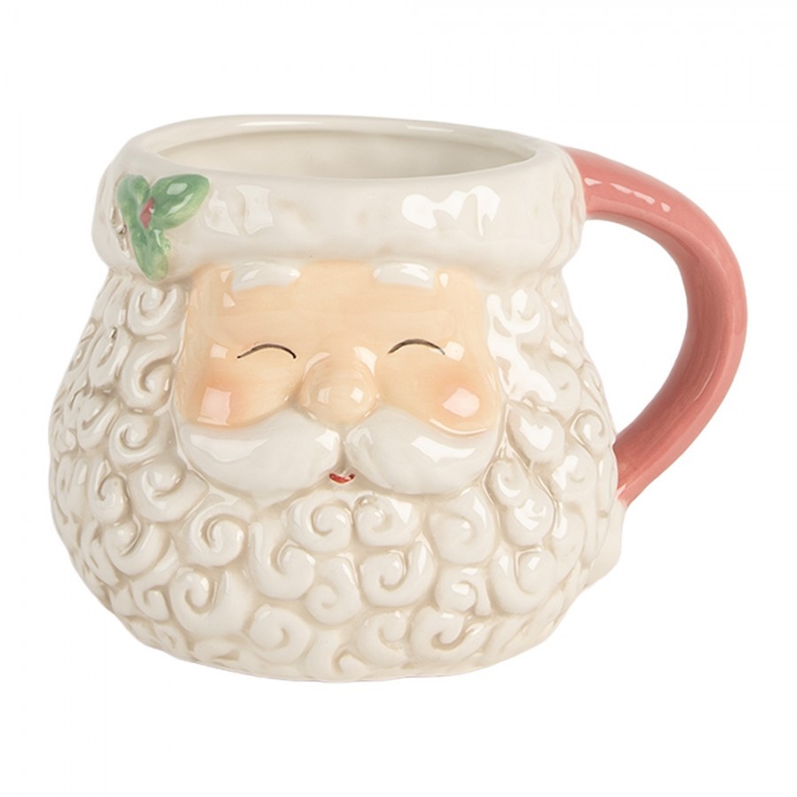 Keramický hrnek Santa Claus s růžovým ouškem - 16*11*10 cm / 550 ml