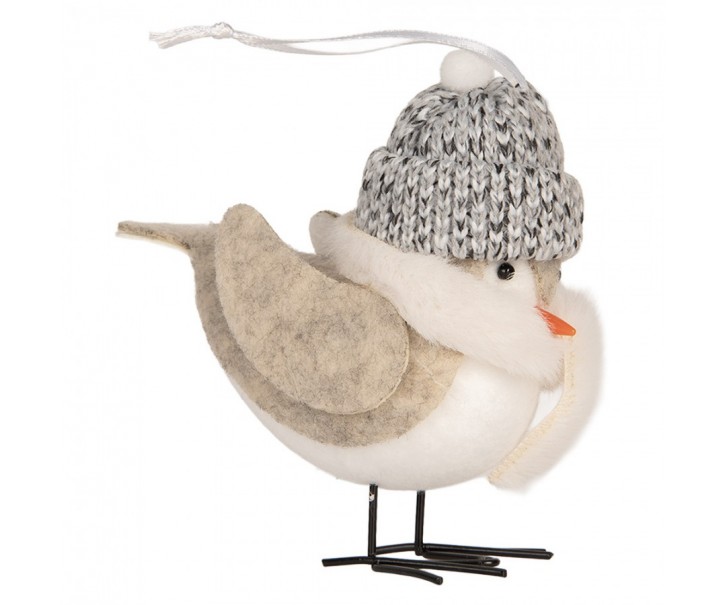 Decoration Bird 6x6x14 Cm White Synthetic - 11*7*12 cm Clayre & Eef
