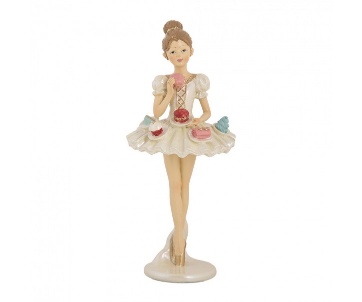 Béžová antik dekorace Ballerina s dortíčky na sukni - Ø 10*24 cm Clayre & Eef