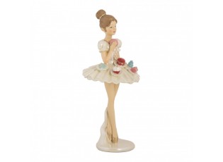 Béžová antik dekorace Ballerina s dortíčky na sukni - Ø 10*24 cm