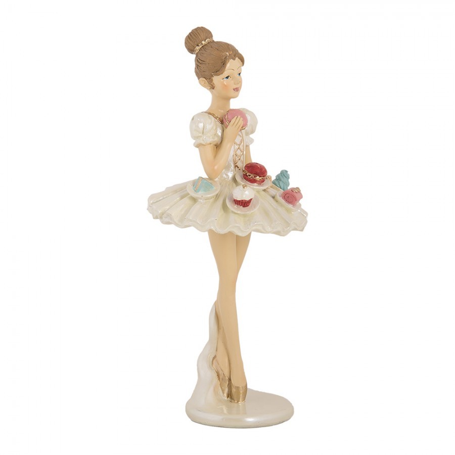Béžová antik dekorace Ballerina s dortíčky na sukni - Ø 10*24 cm
