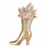 Zlatá antik dekorace dámská bota na podpatku s květy - 14*7*22 cm