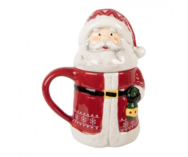 Keramický hrnek Santa Claus s víčkem - 15*10*19 cm / 450 ml Clayre & Eef