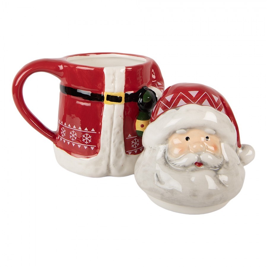Keramický hrnek Santa Claus s víčkem - 15*10*19 cm / 450 ml