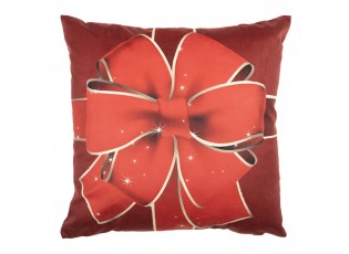 Červený povlak na polštář s velikou mašlí - 45*45 cm