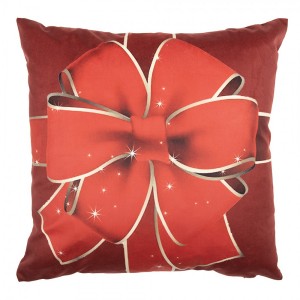Červený povlak na polštář s velikou mašlí - 45*45 cm