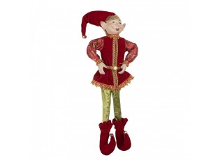 Vánoční dekorace skřítek Elf v červeném obleku - 10*6*46 cm