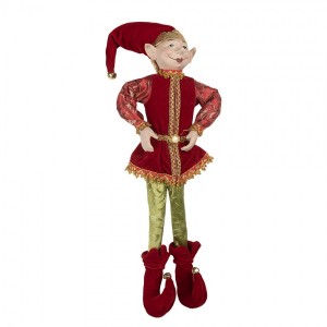 Vánoční dekorace Elf v červeném obleku - 10*6*46 cm
