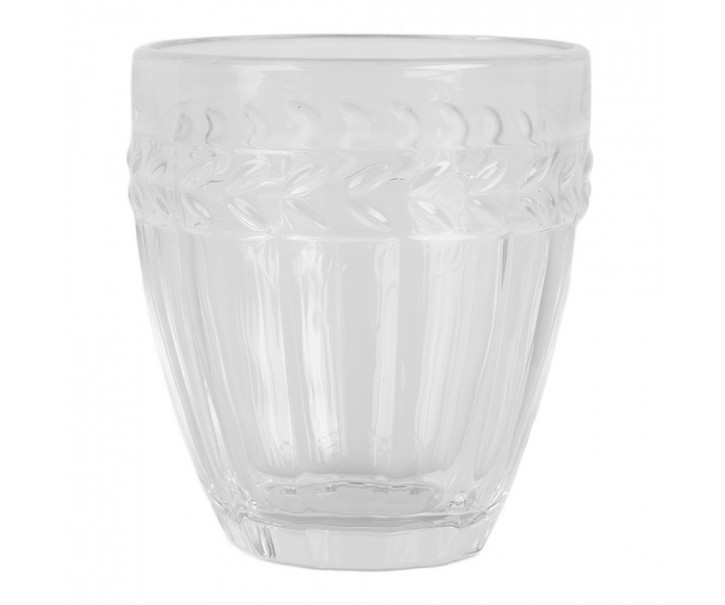 Transparentní sklenička na vodu s lístečky - Ø 9*9 cm / 250 ml Clayre & Eef