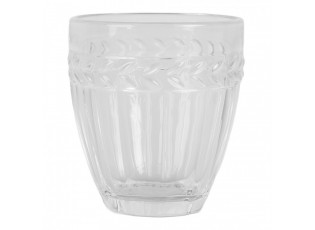 Transparentní sklenička na vodu s lístečky - Ø 9*9 cm / 250 ml