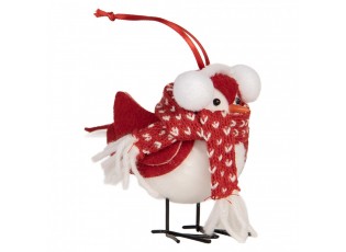 Decoration Bird 6x6x14 Cm Red White Synthetic - 12*7*10 cm