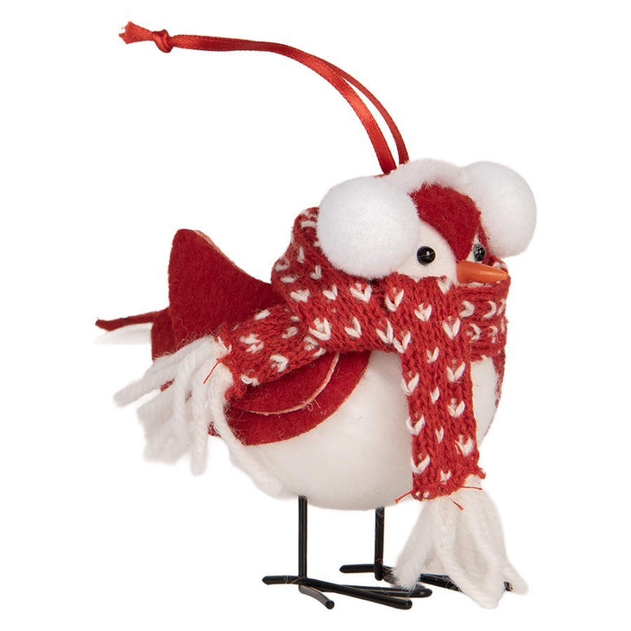 Decoration Bird 6x6x14 Cm Red White Synthetic - 12*7*10 cm