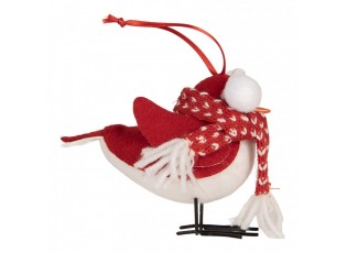 Decoration Bird 6x6x14 Cm Red White Synthetic - 12*7*10 cm