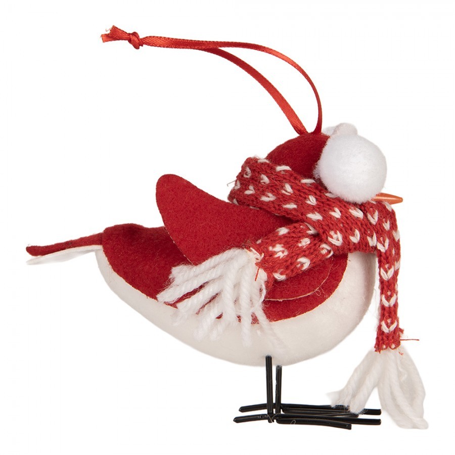 Decoration Bird 6x6x14 Cm Red White Synthetic - 12*7*10 cm