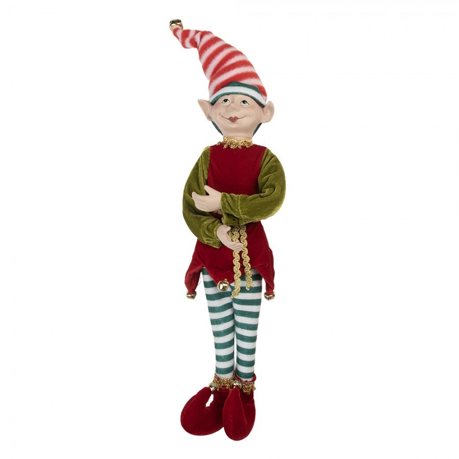 Vánoční dekorace Elf v červeném obleku - 13*10*56 cm