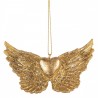 Zlatá antik závěsná dekorace andělská křídla - 10*2*7 cm
