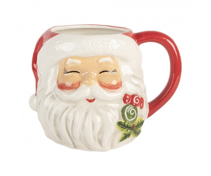 Keramický hrnek Santa Claus s červenou čepicí - 16*12*11 cm / 550ml Clayre & Eef