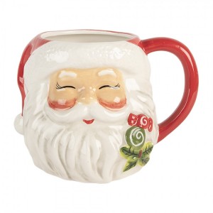 Keramický hrnek Santa Claus s červenou čepicí - 16*12*11 cm / 550ml
