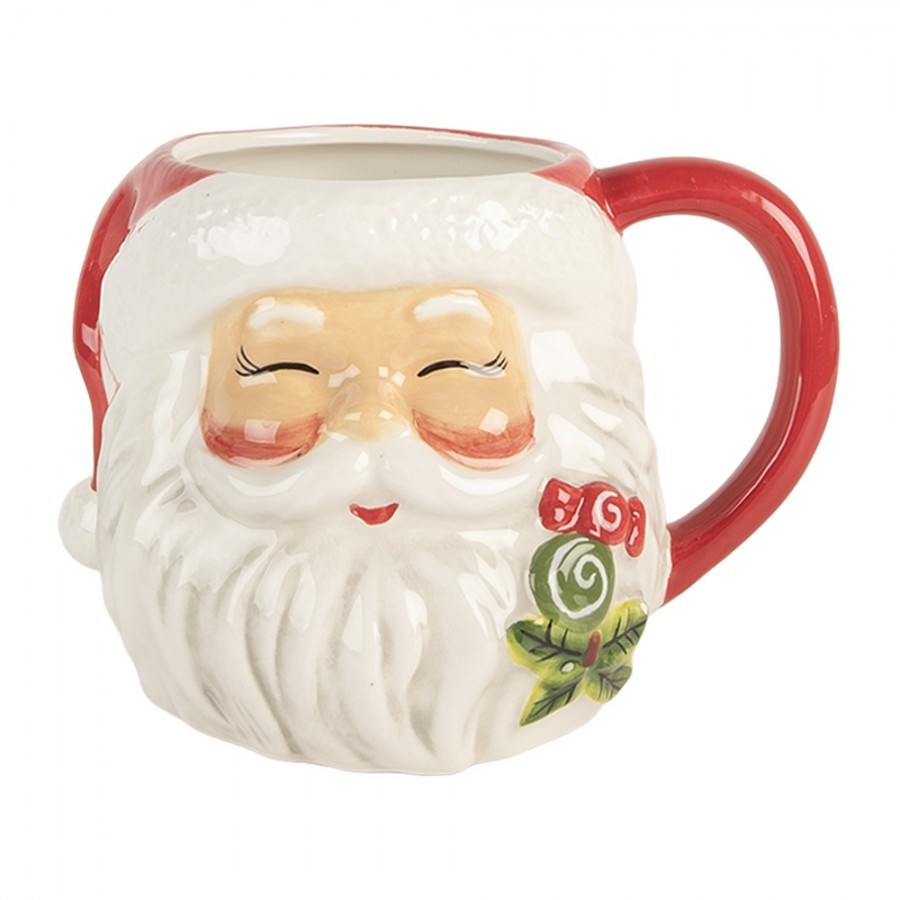 Keramický hrnek Santa Claus s červenou čepicí - 16*12*11 cm / 550ml