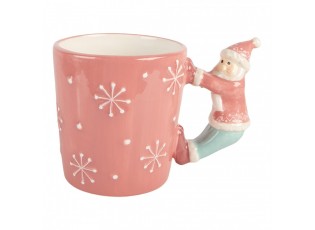 Růžový keramický hrnek Santa Claus - 15*10*11 cm / 400 ml