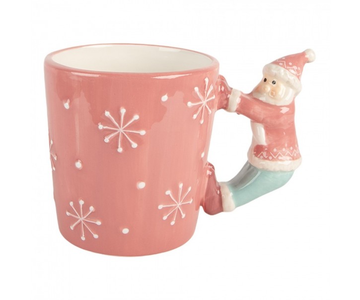 Růžový keramický hrnek Santa Claus - 15*10*11 cm / 400 ml Clayre & Eef