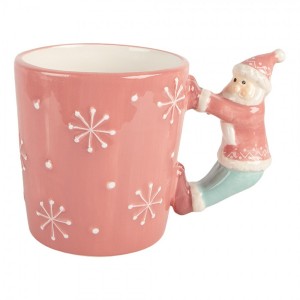 Růžový keramický hrnek Santa Claus - 15*10*11 cm / 400 ml