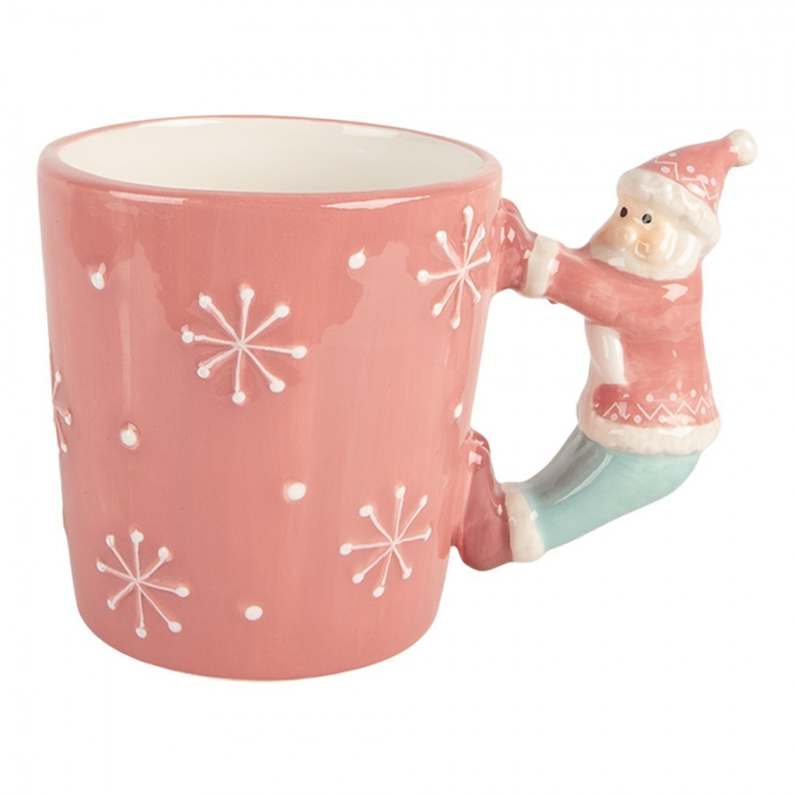 Růžový keramický hrnek Santa Claus - 15*10*11 cm / 400 ml