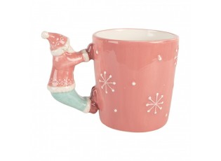 Růžový keramický hrnek Santa Claus - 15*10*11 cm / 400 ml