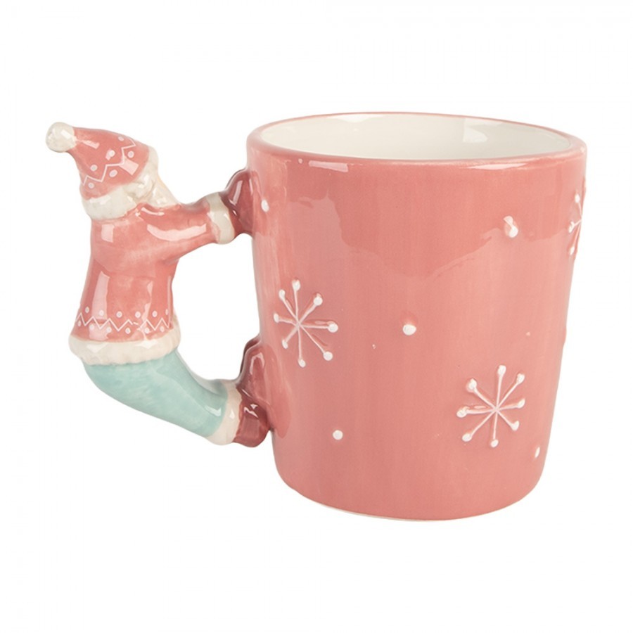 Růžový keramický hrnek Santa Claus - 15*10*11 cm / 400 ml