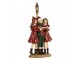 Červená vánoční dekorace zpívající sbor dívky u lampy - 14*9*28 cm Clayre & Eef