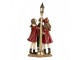 Červená vánoční dekorace zpívající sbor dívky u lampy - 14*9*28 cm Clayre & Eef
