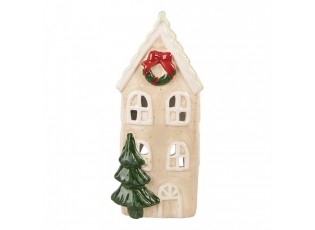Tealight Holder House 9x8x20 Cm Beige Ceramic - 9*8*20 cm