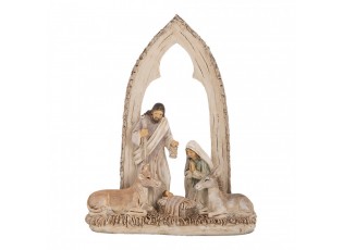 Béžová antik vánoční dekorace betlém - 18*7*22 cm 