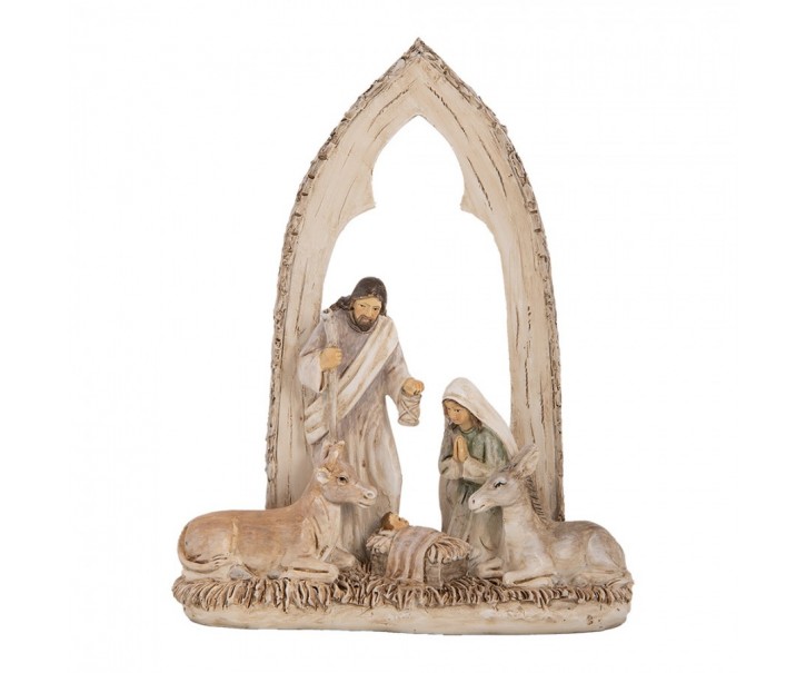 Béžová antik vánoční dekorace betlém - 18*7*22 cm Clayre & Eef