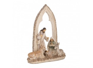Béžová antik vánoční dekorace betlém - 18*7*22 cm 