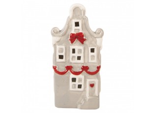 Šedo-červený keramický LED domek Lamont - 11*9*22 cm