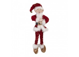 Vánoční dekorace skřítek Elf v červeném Santa obleku - 17*12*52 cm