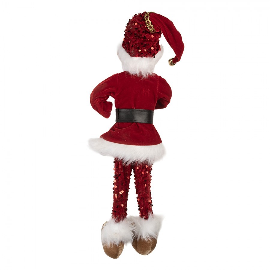 Vánoční dekorace Elf v červeném Santa obleku - 17*12*52 cm