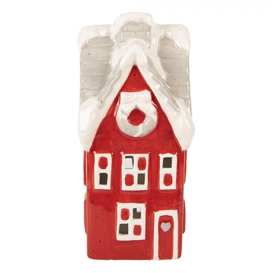 Červený keramický LED domek Lamont - 11*10*24 cm