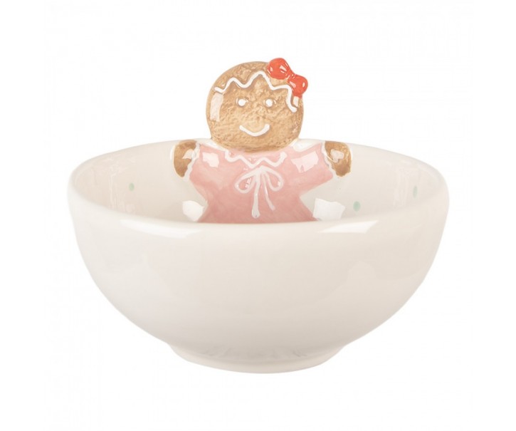 Bílá keramická miska perníček dívka - 18*17*12 cm / 700 ml Clayre & Eef