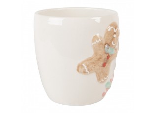 Bílý keramický hrneček s perníčkem Gingerbread - 14*9*10 cm / 350 ml