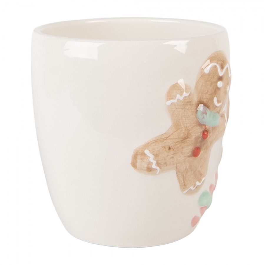 Bílý keramický hrneček s perníčkem Gingerbread - 14*9*10 cm / 350 ml