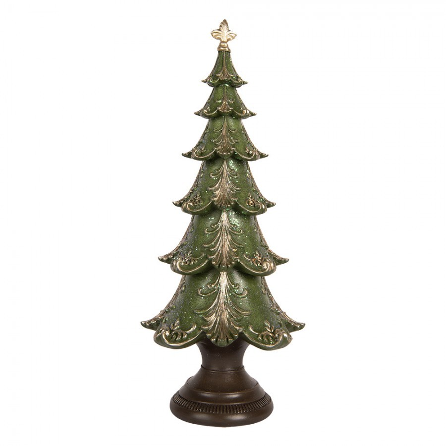 Vánoční dekorace zelený zdobený stromek - Ø 18*41 cm 6PR5403